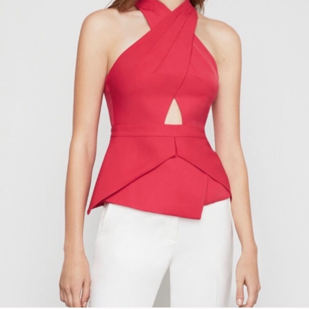 BCBG Remmie Crisscross Peplum Halter - XS